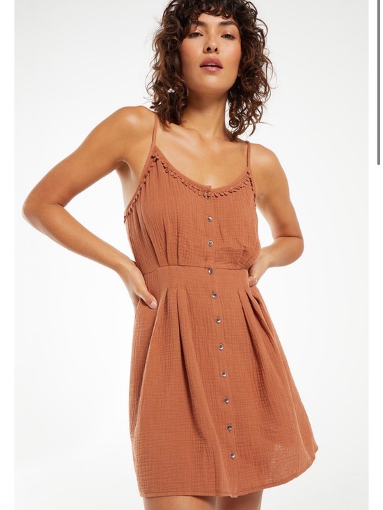 Z Supply Dresses & Skirts - Z Supply Rust Button-Front Mini Dress with Spaghetti Straps